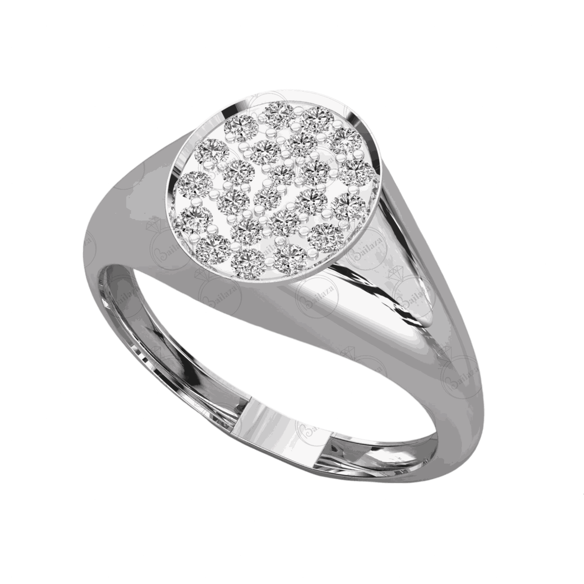 Top side view 0.25 CT Round Cut Halo Moissanite Ring