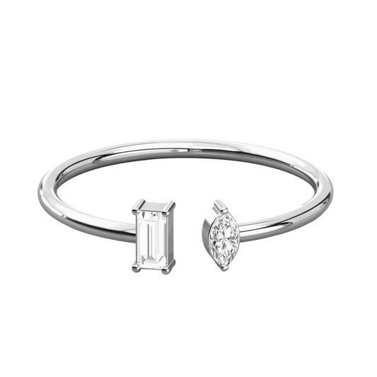 Baguette Cut Toi Et Moi Moissanite Ring for Women