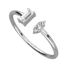 Baguette Cut Toi Et Moi Moissanite Ring for Women