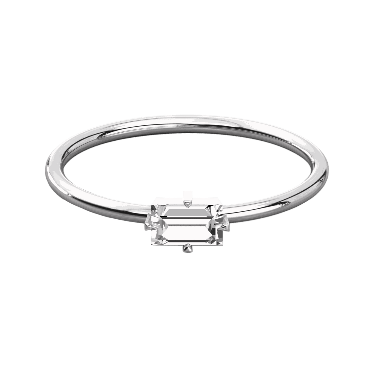 Anello solitario Moissanite taglio baguette da 0,20 TCW per donna