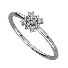 Anello Moissanite Halo taglio rotondo TCW 0,10 per donna