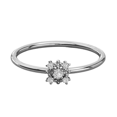 Anello Moissanite Halo taglio rotondo TCW 0,10 per donna