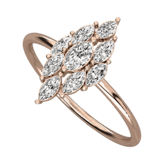 Anello Moissanite Halo taglio Marquise da 0,50 TCW per donna