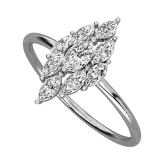 0.50 TCW Marquise Cut Halo Moissanite Ring for Women