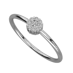 Anello Moissanite Halo taglio rotondo TCW 0,10 per donna