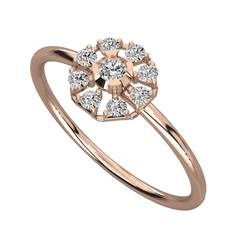 Anello Moissanite Halo taglio rotondo TCW 0,10 per donna