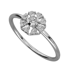 Anello Moissanite Halo taglio rotondo TCW 0,10 per donna