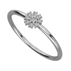 Anello Moissanite Halo taglio rotondo TCW 0,10 per donna