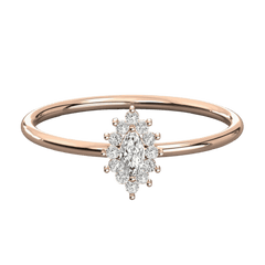 Anello Moissanite Halo taglio Marquise da 0,15 TCW per donna