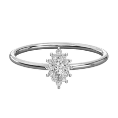 Anello Moissanite Halo taglio Marquise da 0,15 TCW per donna