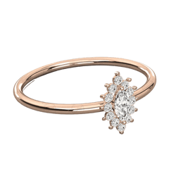 Anello Moissanite Halo taglio Marquise da 0,15 TCW per donna