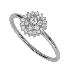 Anello Moissanite Halo taglio rotondo TCW 0,10 per donna