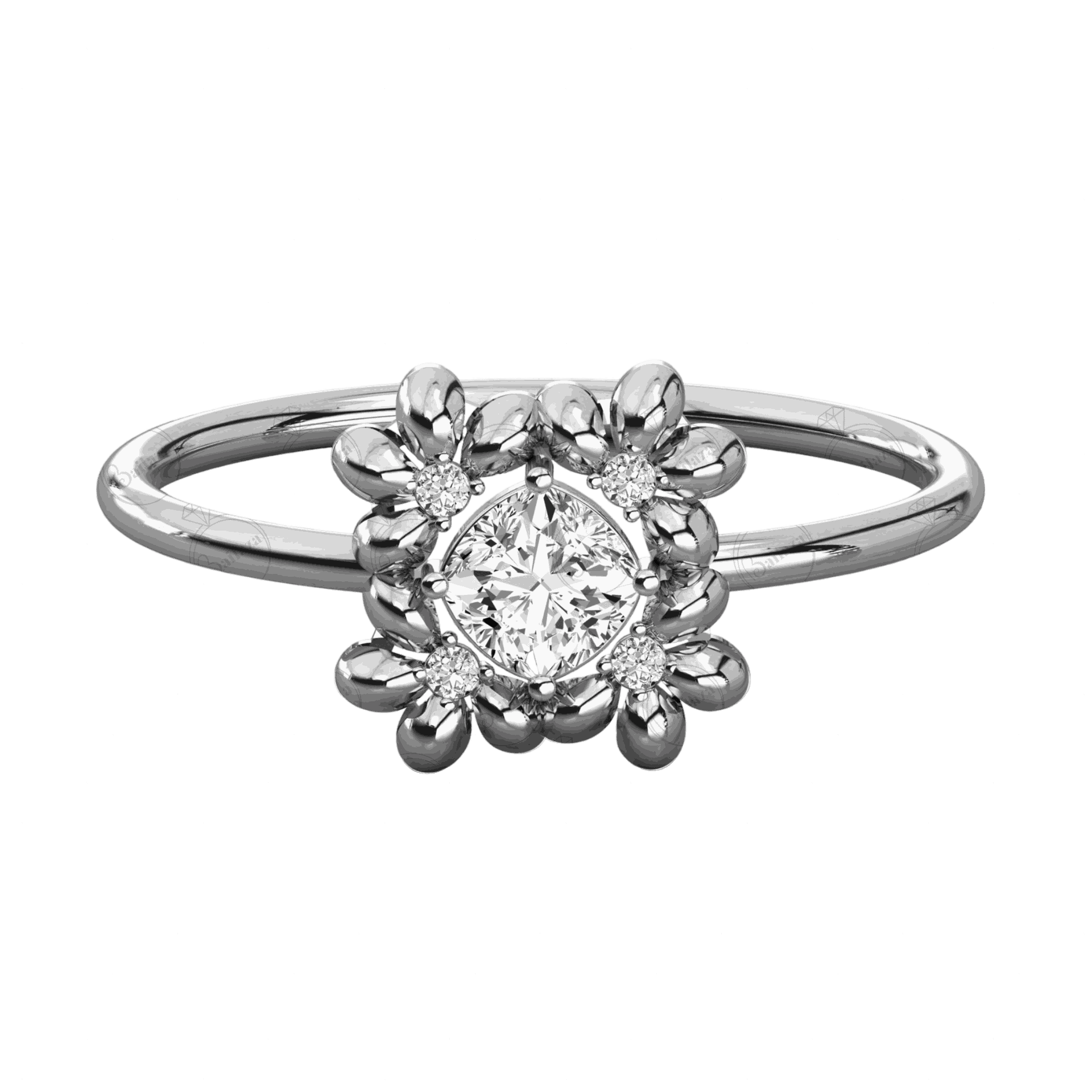 Top View 0.30 TCW Cushion Cut 5 Stone Moissanite Ring, diamond Ring For women, Moissanite diamond RIng, diamond, 0.30 Ct Diamond Ring, Cushion Cut Diamond Ring