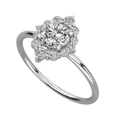 Anello Moissanite Halo taglio rotondo TCW da donna