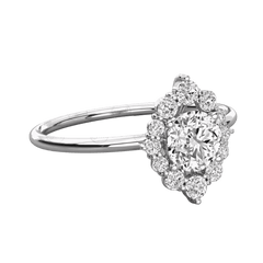 Anello Moissanite Halo taglio rotondo TCW da donna