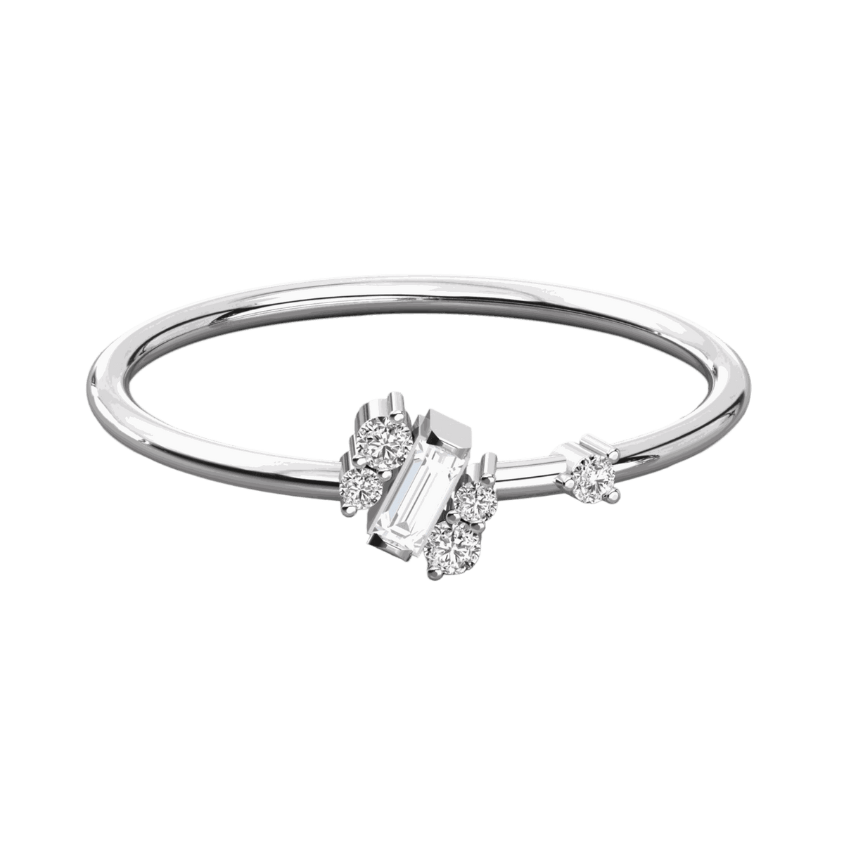 0.30 TCW Baguette Cut Unique Moissanite Ring for Women