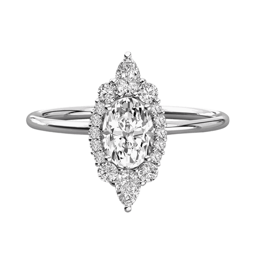 0.50 TCW Oval Cut Halo Moissanite Ring for Women