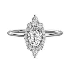 0.50 TCW Oval Cut Halo Moissanite Ring for Women