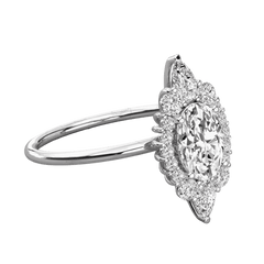 Anello Moissanite Halo taglio ovale TCW 0,50 per donna