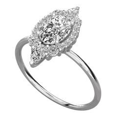 Anello Moissanite Halo taglio ovale TCW 0,50 per donna