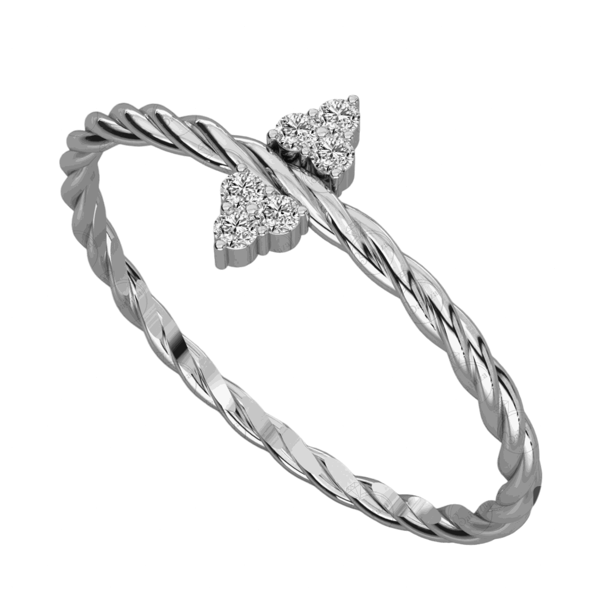 Top side view 0.20 CT Round Cut Twisted Moissanite Ring , diamond,  diamond ring, ring.