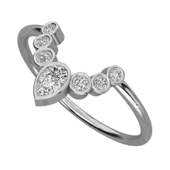 Anello Moissanite con 7 pietre taglio rotondo per donna