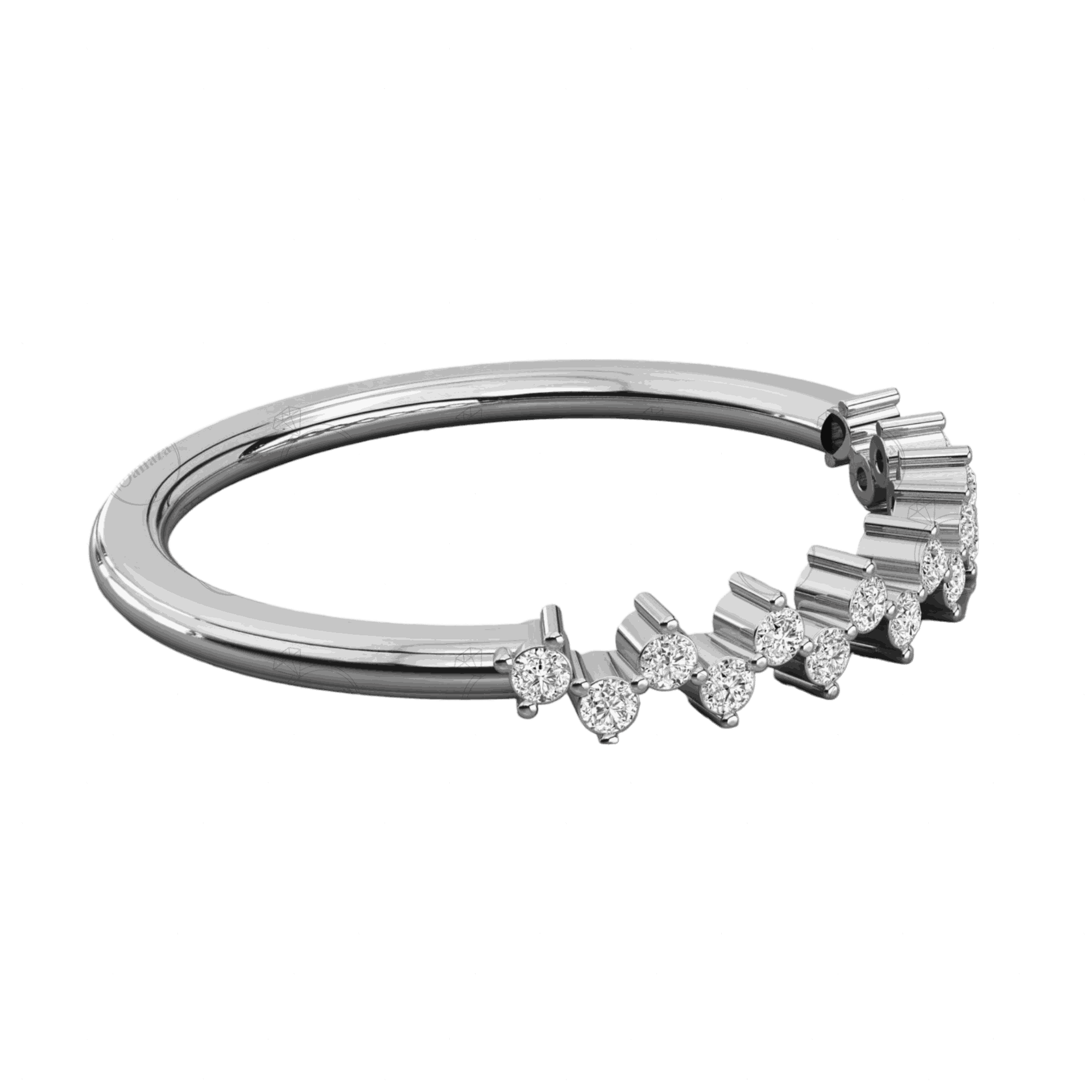 Side view  0.30 TCW Round Cut Half Eternity Moissanite Ring for Women, white Gold Ring, Diamond Ring, 0.30 CT round cut Diamond Ring, Half Eternity diamond Ring..    