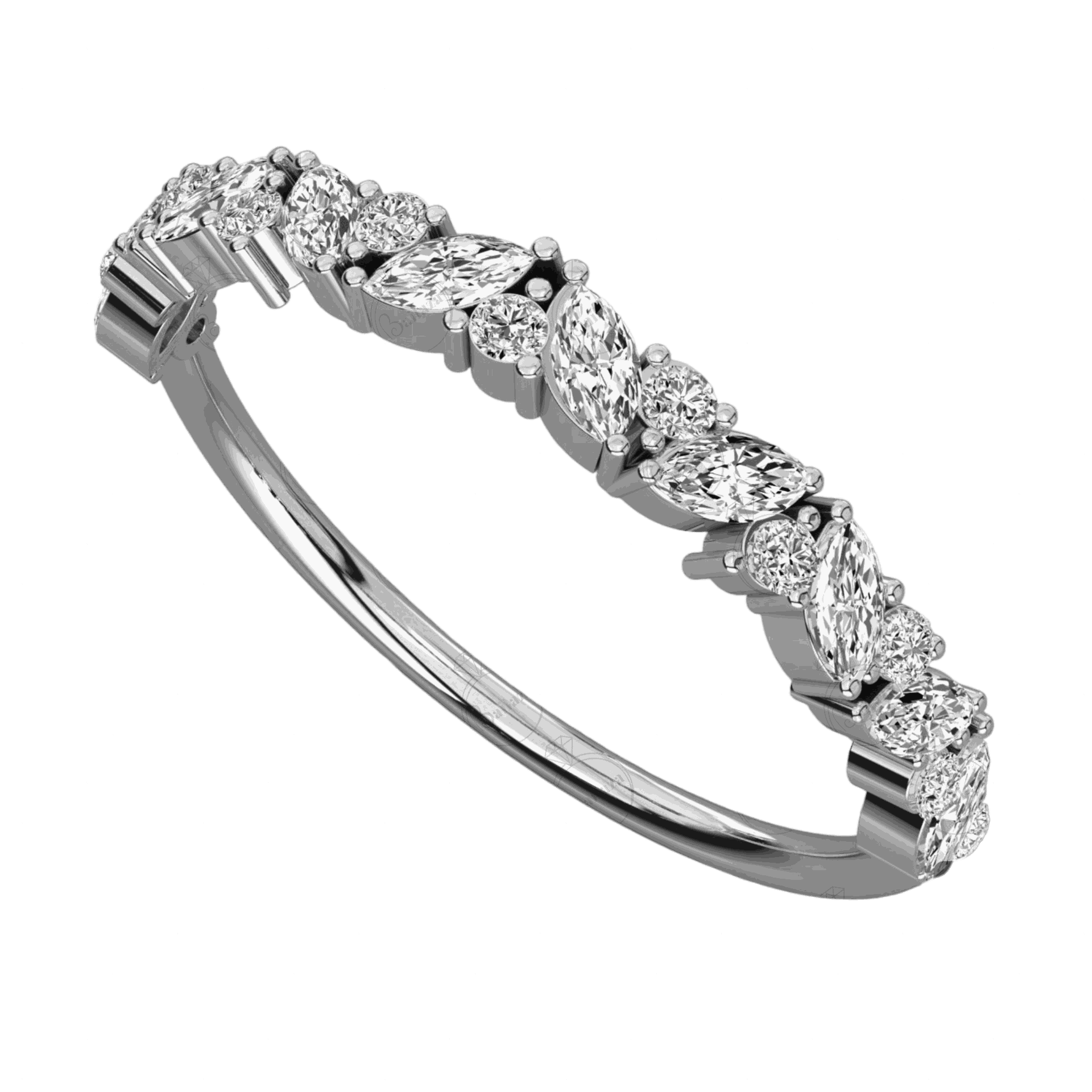 0.20 TCW Round Cut Half Eternity Moissanite Ring, Diamond ring, RIng