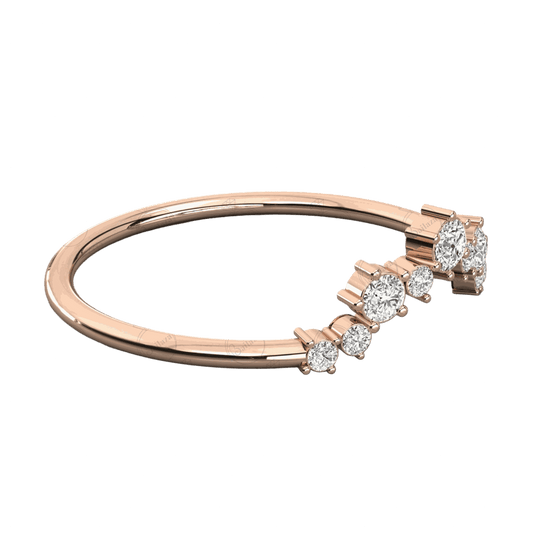 Side view 0.30 CT Round Cut Half Eternity Moissanite Ring for Women, Half Eternity diamond ring, Diamond Ring, Ring, Moissanite Ring, Rose gold Diamond Ring, Half Eternity Diamond Ring...