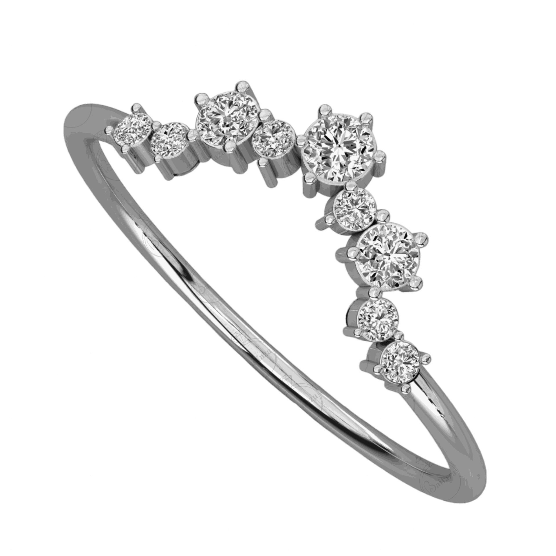 Top view 0.30 CT Round Cut Half Eternity Moissanite Ring, diamond RIng, Moissanite Diamond Ring, Round Cut Half Eternity Ring...