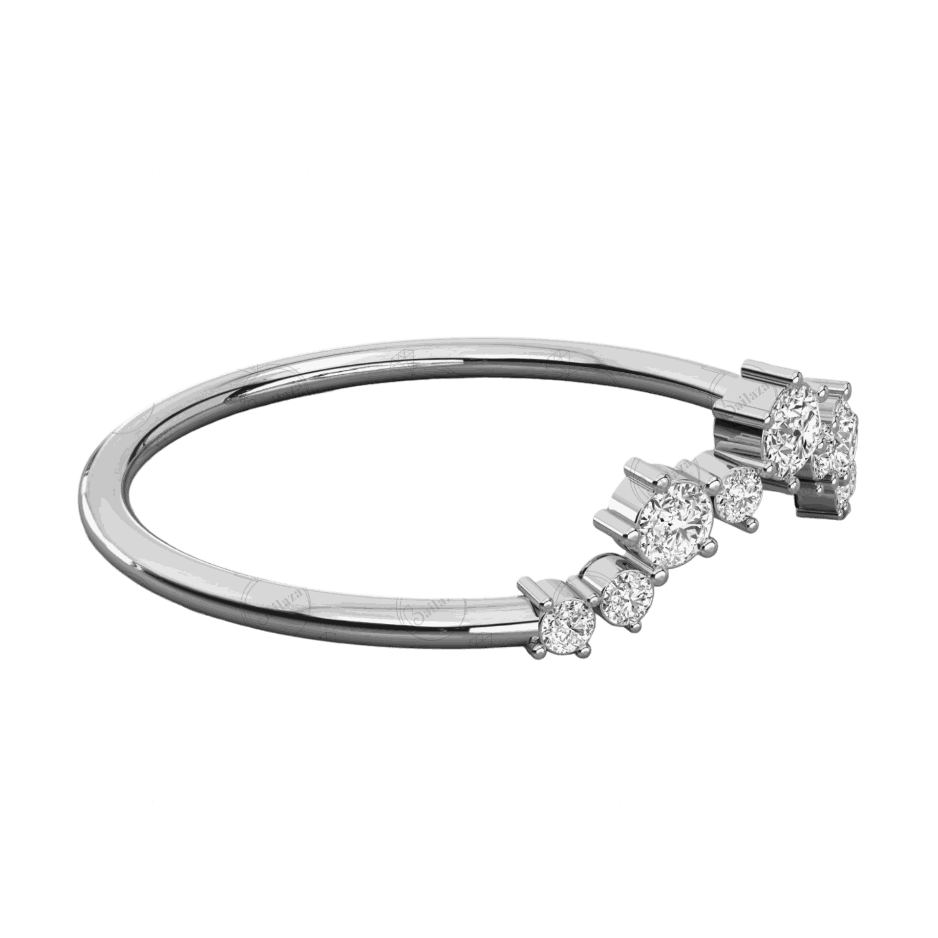 Side View 0.30 CT Round Cut Half Eternity Moissanite Ring, Round Cut diamond Ring, Moissanite Diamond Ring, Diamond Eternity Ring, Round Cut  Diamond Ring, Diamond Ring...