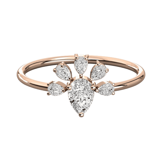 0.70 TCW Pear Cut Unique Moissanite Ring for Women