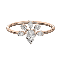 0.70 TCW Pear Cut Unique Moissanite Ring for Women