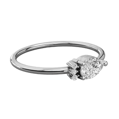 Anello Moissanite unico taglio a pera da 0,75 TCW per donna