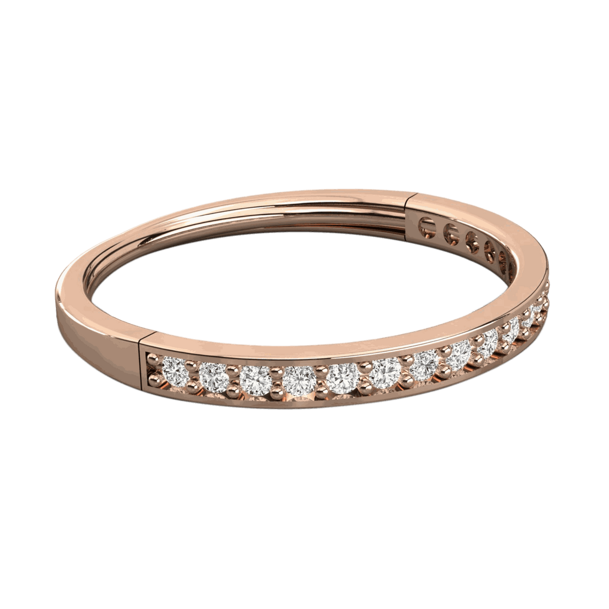 Anello Moissanite Half Eternity taglio rotondo TCW 0,60 per donna