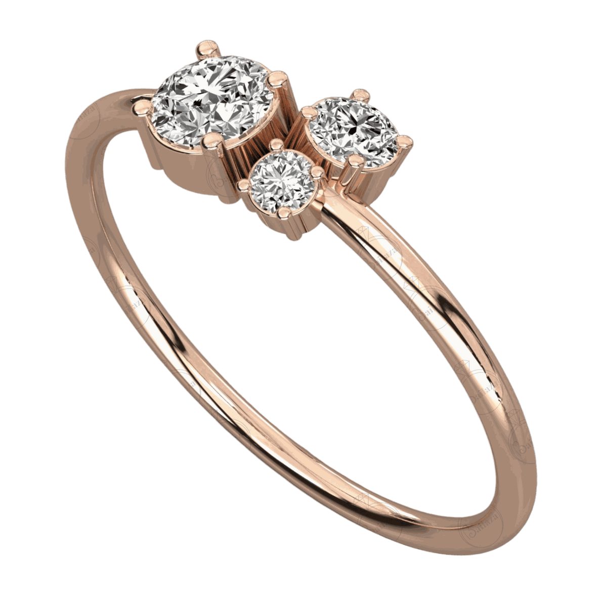 0.30 CTW Round Cut 3 Stone Moissanite Ring for Women, Rose Gold Ring, DIamond Ring , Diamond, 3 Stone Ring, 0.30 CT Ring...  