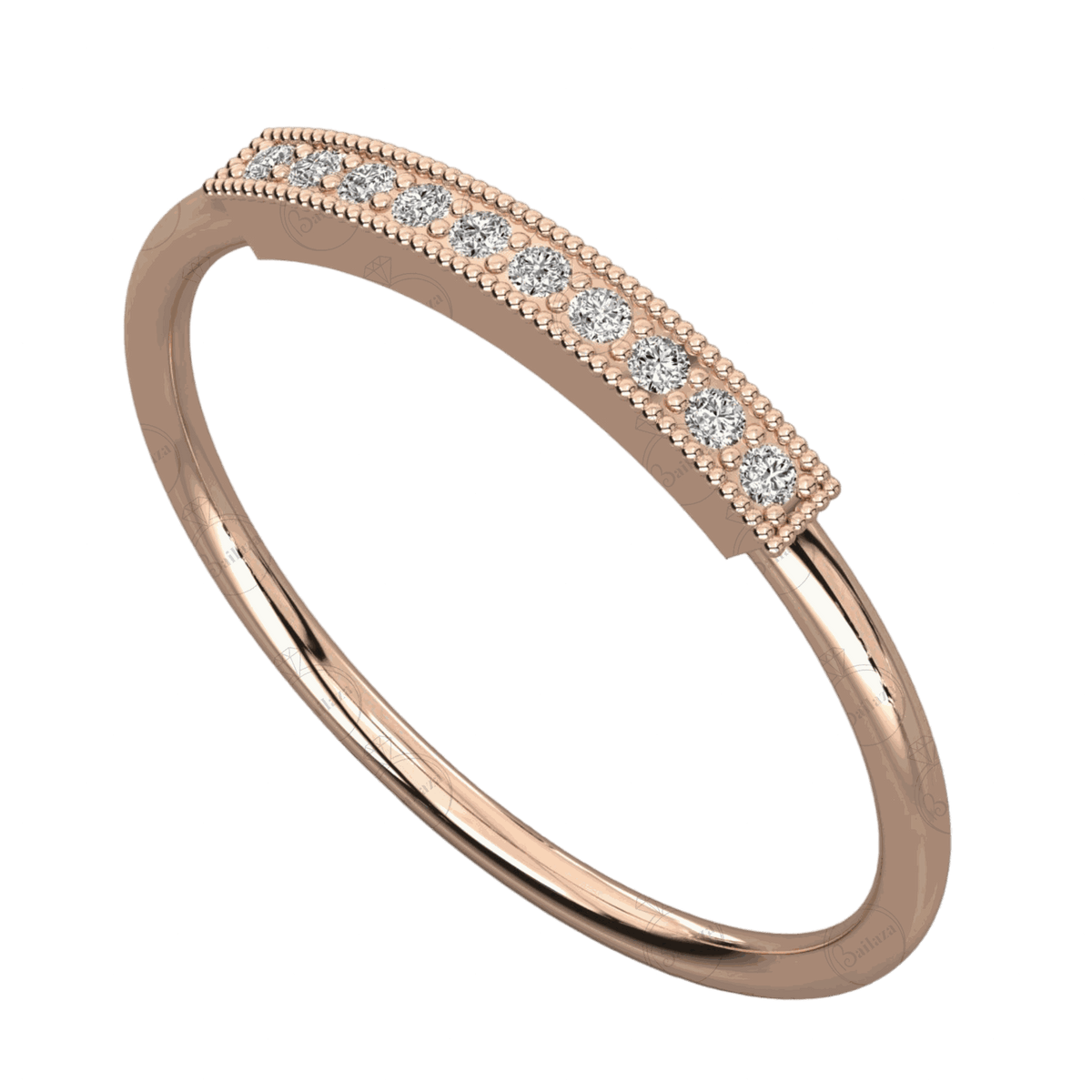 Top Main View 0.20 CT Round Cut Half Eternity Moissanite Ring, Diamond, diamond Ring, Ring, Rose Gold RIng, diamond rings, Moissanite Ring, Round Cut Moissanite, 0.20 CT Round Moissanite