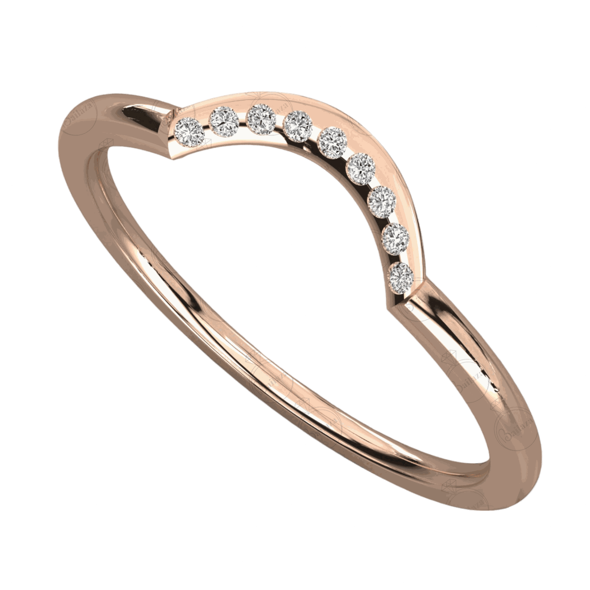 Main View 0.10 TCW Round Cut Half Eternity Rose Gold Moissanite Ring