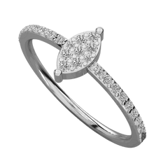 Anello da donna con solitario taglio rotondo TCW da 0,50 con accenti in moissanite