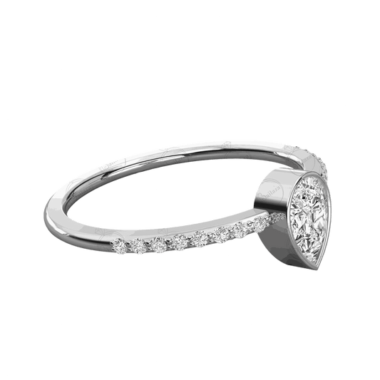 Anello da donna con moissanite solitario taglio a pera da 0,80 CTW con accenti