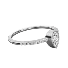 0.80 CTW Pear Cut Solitaire With Accents Moissanite Ring for Women