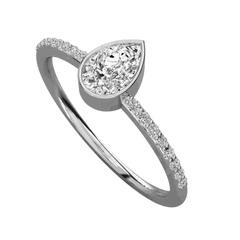 Anello da donna con moissanite solitario taglio a pera da 0,80 CTW con accenti