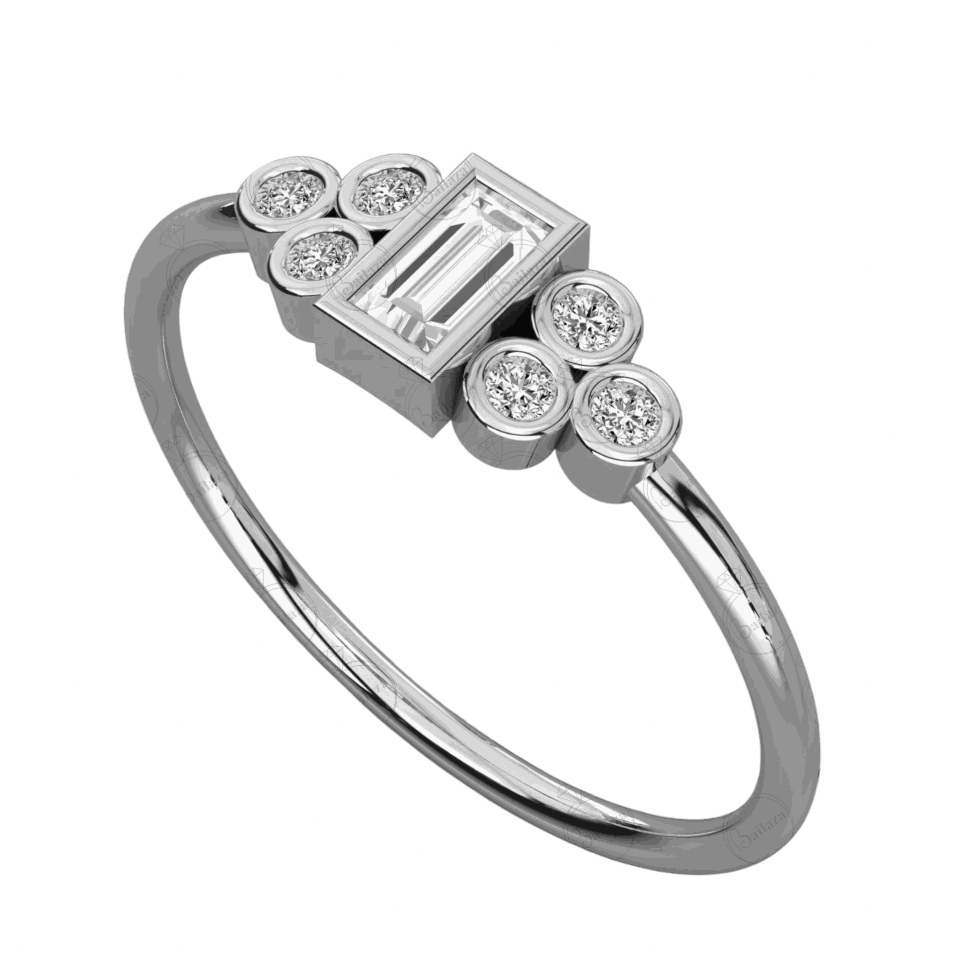 Top 0.30 TCW Baguette Cut 7 Stone Moissanite Ring, Diamond Ring For Women, 0.30 CT Diamond Ring, 7 Stone Diamond Ring, Buguette Cut Diamond Ring,                Diamond..