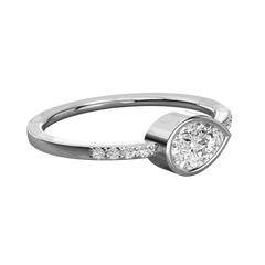 Anello da donna con moissanite solitario taglio a pera da 0,50 CTW con accenti