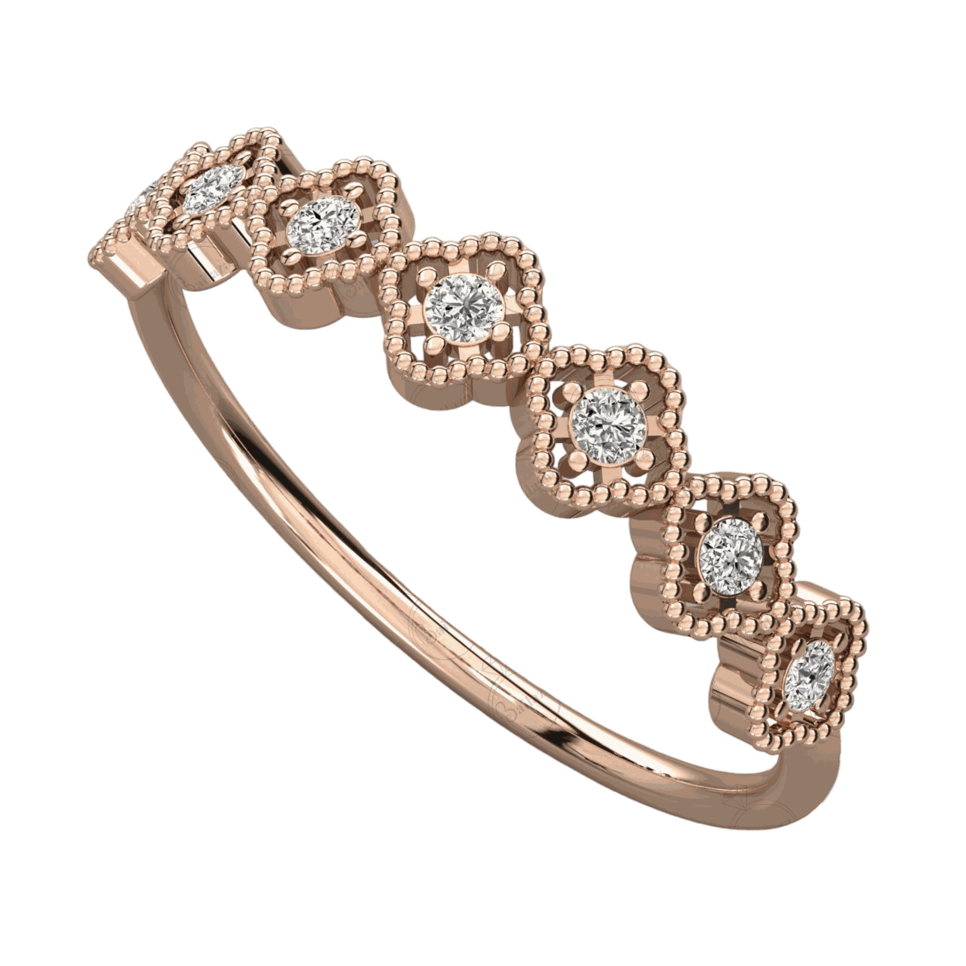 0.25 TCW Round Cut Half Eternity Moissanite Ring, Rose Gold