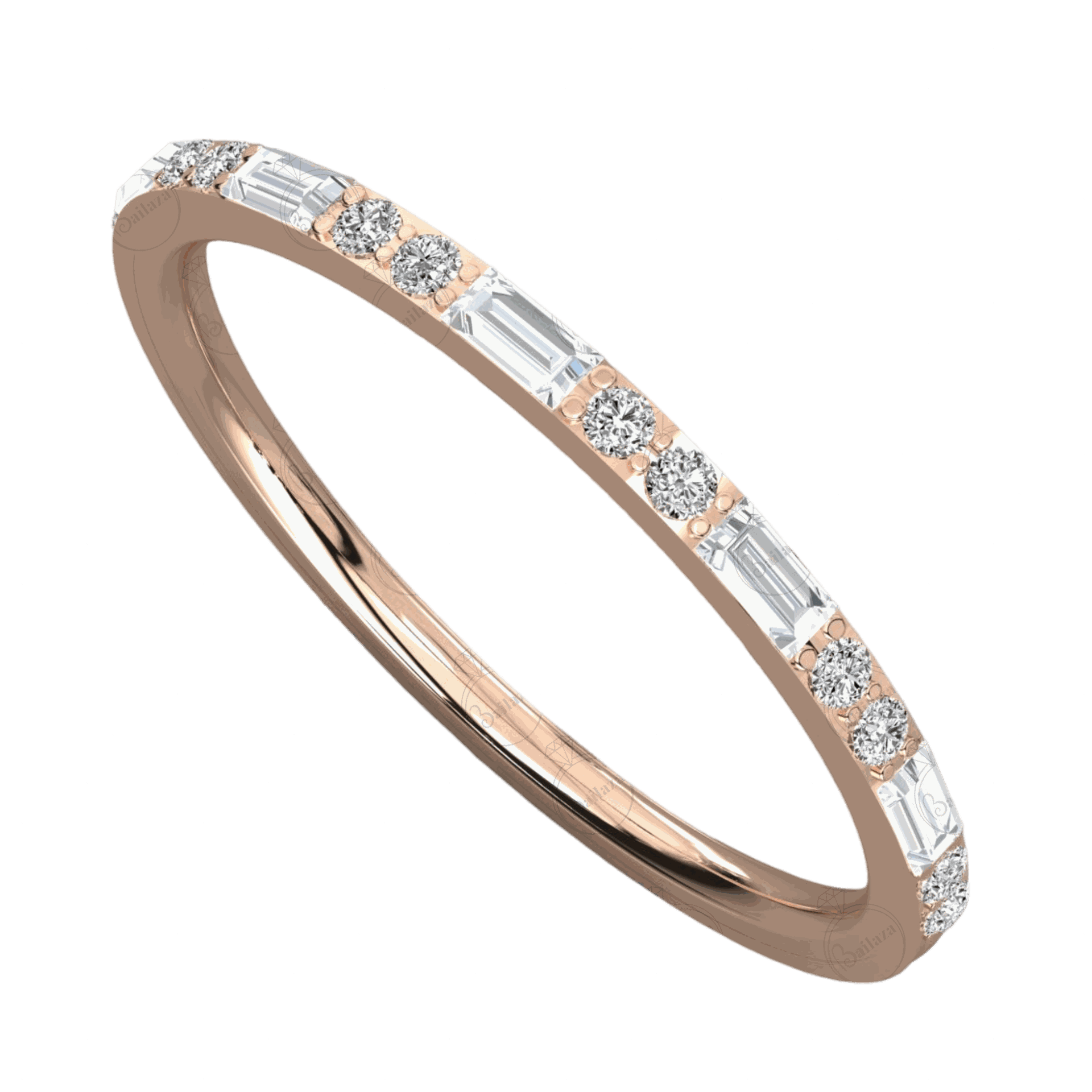 0.25 CT Baguette Cut Half Eternity Moissanite Ring, Half eternity ring, Baguette cut Ring, rose Gold, Round Cut Ring, 0.25 CT Ring, 