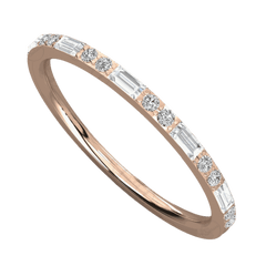 0.25 CT Baguette Cut Half Eternity Moissanite Ring, Half eternity ring, Baguette cut Ring, rose Gold, Round Cut Ring, 0.25 CT Ring, 