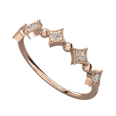 Anello Moissanite Half Eternity taglio rotondo TCW 0,10 per donna