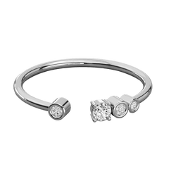 Anello Moissanite unico taglio rotondo 0,15 TCW per donna