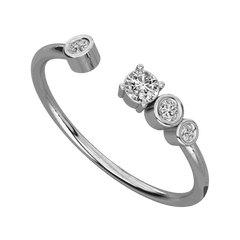 Anello Moissanite unico taglio rotondo 0,15 TCW per donna